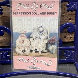 Depression Doll and Bunny Pattern, Country Thread Designs 1990s Vintage